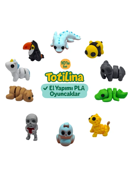 10'lu set (aksolotl arı fil timsah puma kuş iskelet ayı unicorn…) ürün görseli