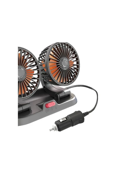 Araç Içi Vantilatör 360 Derece Dönebilen Torpido Üstü Çift Başlıklı Vantilatör 12 v Uyumlu Soğutucu Fan - Resim 6