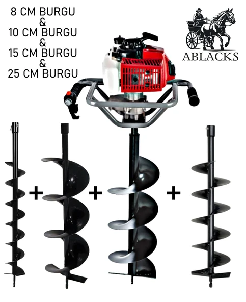 Ablacks Lüks Toprak Burgu Makinesi 8 – 10 – 15 -25 CM 4 Burgulu ürün görseli