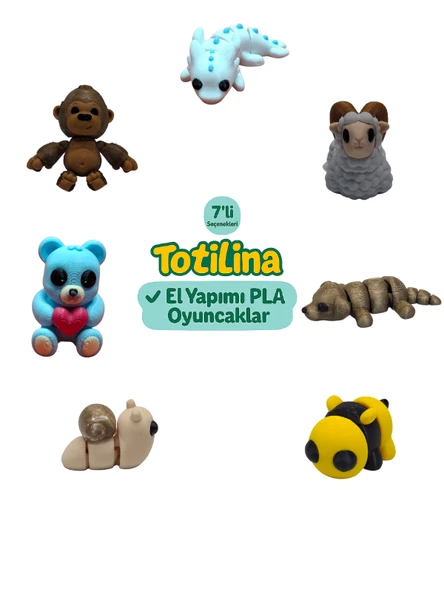 7'li set (aksolotl koç köpek arı salyangoz ayı goril…) ürün görseli 1