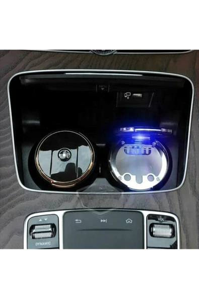 Porselen / Seramik Yanmaz Koku Geçirmez Işıklı Lüx Oto Küllük Dumansız Kapaklı Spor Araç İçi - Resim 6