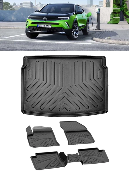 Sahler Opel Mokka Elektrikli 2021 ve Sonrası 4.5D  Paspas 3D Rizline ALT Bagaj Havuzu Set ürün görseli