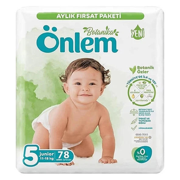 Önlem Botanika 5 Beden Bebek Bezi Aylık Fırsat Paketi Junior 78 Li x 4 Adet - Resim 2