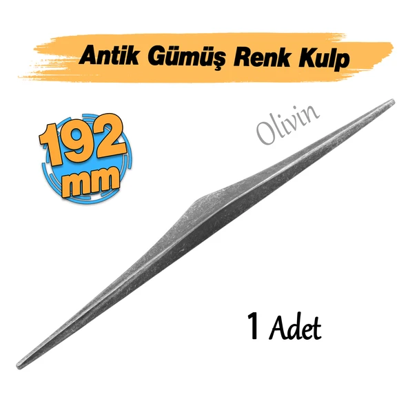 Antik Gümüş Metal Kulp 192 mm - 19.2 cm Mobilya Çekmece Mutfak Dolabı Dolap Kulpları Kulbu Kulpu - Resim 3