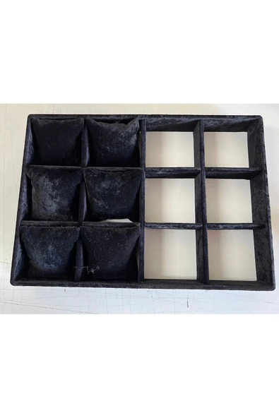 Tokyo Model Süet Kumaş Siyah Renk 34/24 Cm Yastıklı Çekmece Içi Saat Ve Takı Kutusu - Resim 3