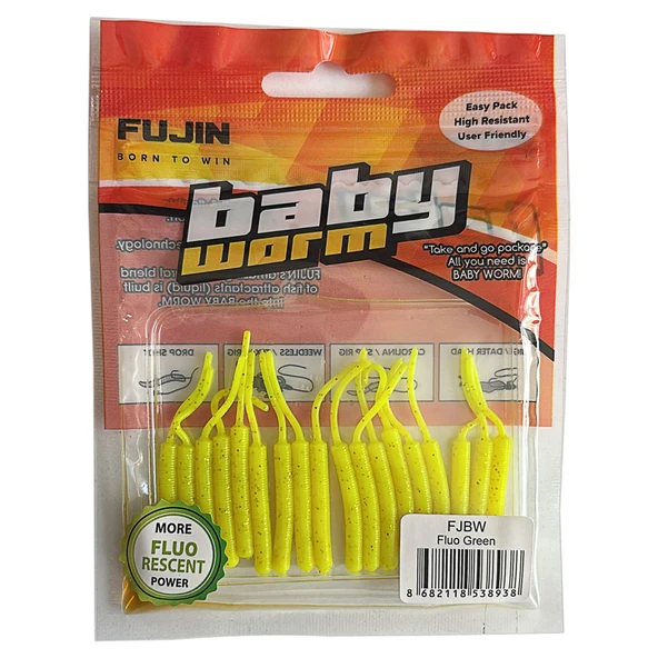 Fujin Baby Worm 5.2 cm Floating LRF Silikonu  Fluo Green ürün görseli 1