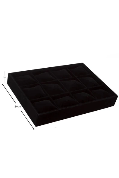 Tokyo Model Süet Kumaş Siyah Renk 34/24 Cm Yastıklı Çekmece Içi Saat Ve Takı Kutusu ürün görseli
