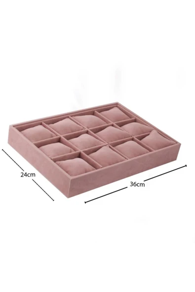 Tokyo Model Süet Kumaş Pembe 34/24 Cm Yastıklı Çekmece Içi Yastıklı Saat Ve Takı Kutusu ürün görseli