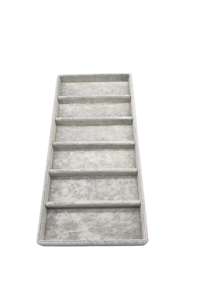 Lefkoşa Model Süet Kumaş Gri Renk 38 Cm / 19 Cm Gözlük Sergileme Çekmece Içi Stand - Resim 3