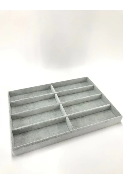 New York Model Süet Süet Kumaş Gri Renk 34/24 Cm Bölmeli Çekmece Içi Gözlük Standı - Resim 3