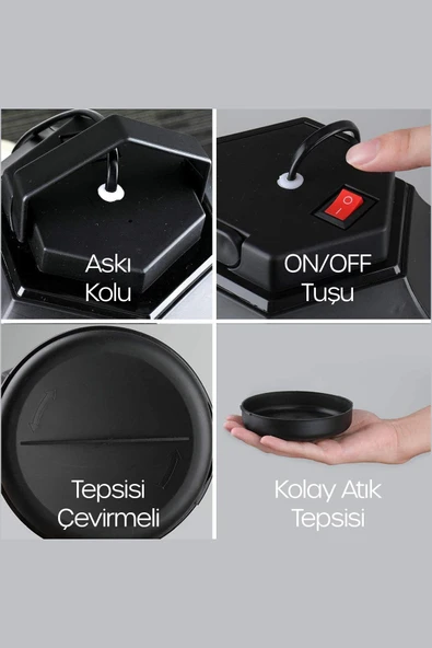 UV Işıklı Elektrikli Sinek Öldürücü Askılı Kulplu İç Dış Mekan Kablolu Sessiz Koku Yapmaz - Resim 5