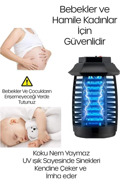 UV Işıklı Elektrikli Sinek Öldürücü Askılı Kulplu İç Dış Mekan Kablolu Sessiz Koku Yapmaz - Resim 4