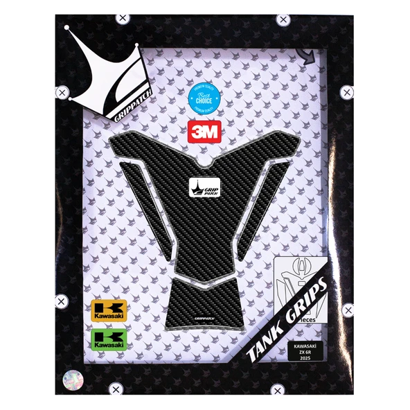 Kawasaki ZX-6R 2025 ile Uyumlu Kaydırmaz 6D Karbon ve Şeffaf 10 Parça Tank Pad Seti GC68 (Siyah Motor) - Resim 4