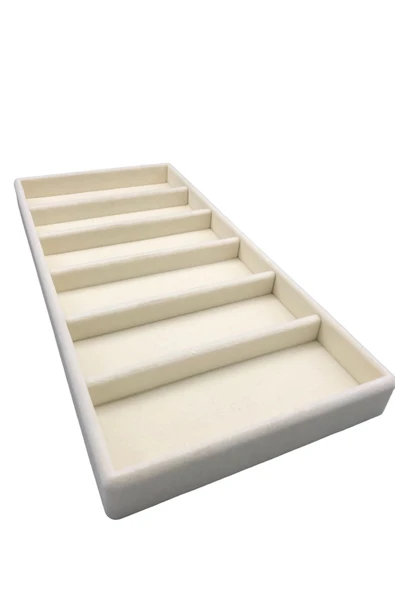 Lefkoşa Model Süet Kumaş Krem Renk 38 Cm / 19 Cm Gözlük Sergileme Çekmece Içi Stand - Resim 2