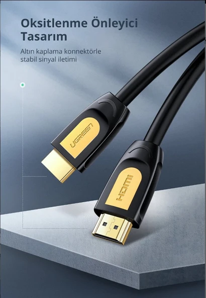 UGREEN 10129 HD101 4K HDR Video 2.0 HDMI Kablo 18GB/s Yüksek Hız Siyah 2metre - 5