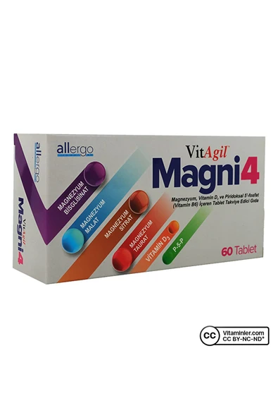 Allergo Vitagil Magni4 Magnezyum Vitamin D3 P5p 60 Tablet ürün görseli