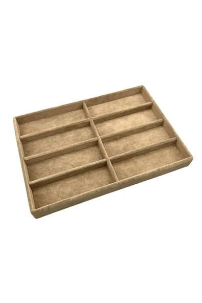 New York Model Süet Süet Kumaş Sütlü Kahve Renk 34/24 cm Bölmeli Çekmece Içi Gözlük Standı ürün görseli