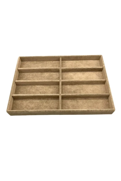 New York Model Süet Süet Kumaş Sütlü Kahve Renk 34/24 cm Bölmeli Çekmece Içi Gözlük Standı - Resim 2