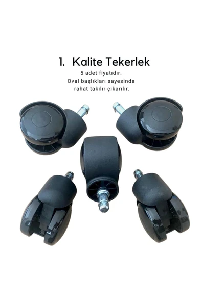 OTH GRUP OFİS HASTANESİ Ofis Koltuğu Oyuncu Koltuğu Sandalye Tekerleği Pimli 5 Adet 120 Kg Taşır