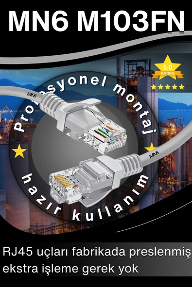 MN6 M103FN 20 Metre Internet Kablosu/CAT6-Gigabit Destekli-UTP/20 Metre ethernet Kablosu/iç Mekan Uyumlu - Resim 4