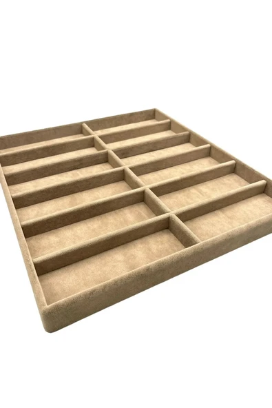 Havana Model Süet Kumaş Sütlü Kahve Renk 38Cm /36 Cm Gözlük Sergileme Çekmece Içi Stand - Resim 3