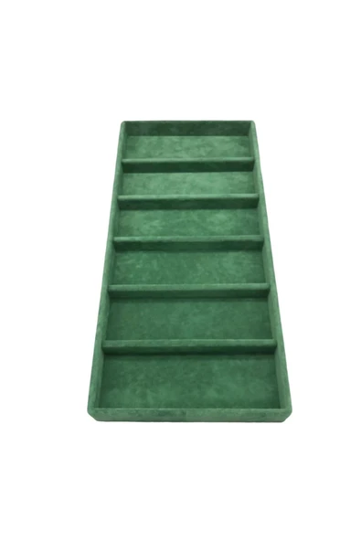 Lefkoşa Model Süet Kumaş Yeşil Renk 38 cm / 19 cm Gözlük Sergileme Çekmece İçi Stand - Resim 2