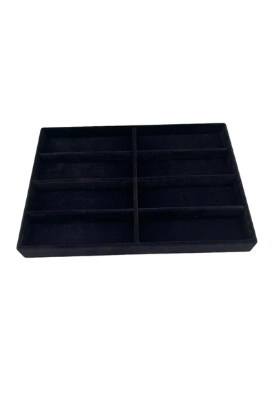 New York Model Süet Süet Kumaş Siyah Renk 34/24 cm Bölmeli Çekmece Içi Gözlük Standı - Resim 2