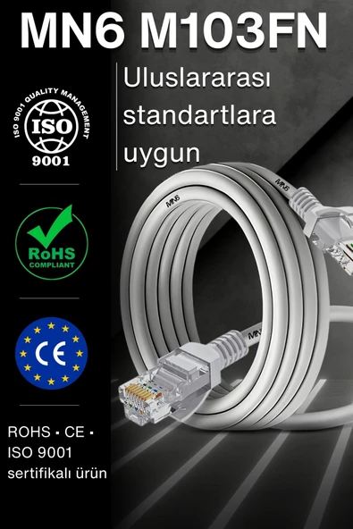 MN6 M103FN 30 Metre Internet Kablosu/Gigabit Destekli-CAT6-UTP/iç Mekan Uyumlu/30 Metre ethernet Kablosu - Resim 5