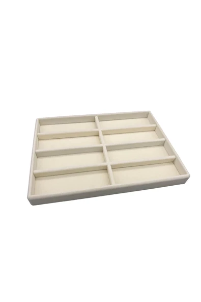 New York Model Süet Süet Kumaş Krem Renk 34/24 cm Bölmeli Çekmece Içi Gözlük Standı ürün görseli