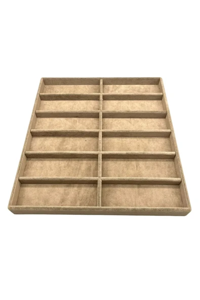 Havana Model Süet Kumaş Sütlü Kahve Renk 38Cm /36 Cm Gözlük Sergileme Çekmece Içi Stand - Resim 2