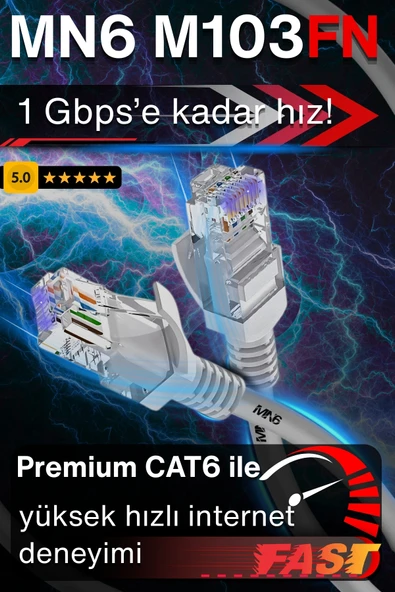 MN6 M103FN 30 Metre Internet Kablosu/Gigabit Destekli-CAT6-UTP/iç Mekan Uyumlu/30 Metre ethernet Kablosu - Resim 2