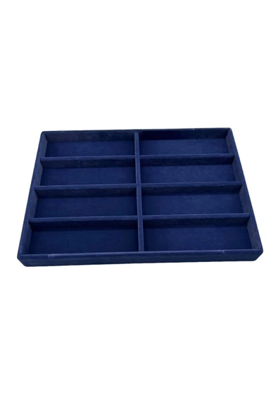 New York Model Süet Süet Kumaş Lacivert Renk 34/24 cm Bölmeli Çekmece İçi Gözlük Standı - Resim 2