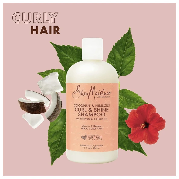Shea Moisture Coconut & Hibiscus Kıvırcık ve Parlaklık Şampuanı 384 ml - Resim 4