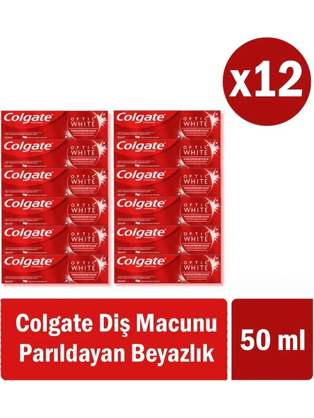 Colgate Optic White Parıldayan Beyazlık Beyazlatıcı Diş Macunu 50 ml x 12 Adet Tek Ebat ürün görseli