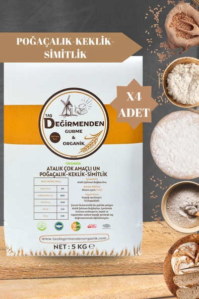 Taş Değirmenden Organik Atalık Çok Amaçlı Un - Poğaçalık-Keklik-Simitlik - 20 Kilo - Resim 2
