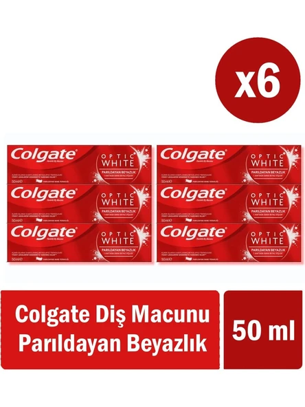 Colgate Optic White Parıldayan Beyazlık Beyazlatıcı Diş Macunu 50 ml x 6 Adet Tek Ebat ürün görseli