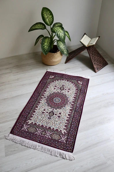 Osmanlı Desen Astarlı Lüks Seccade S1018 Krem - Resim 8