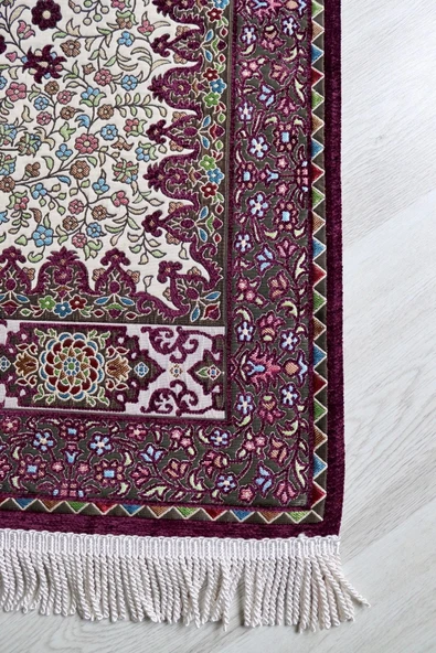 Osmanlı Desen Astarlı Lüks Seccade S1018 Krem - Resim 10