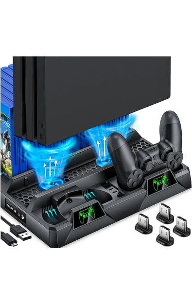 Hepu TP4-18119 PS4 Soğutucu ve Şarj Standı Slim/Pro Uyumlu