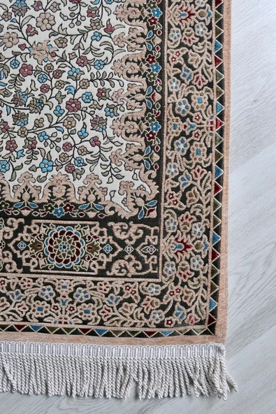 Osmanlı Desen Astarlı Lüks Seccade S1018 Krem - Resim 4