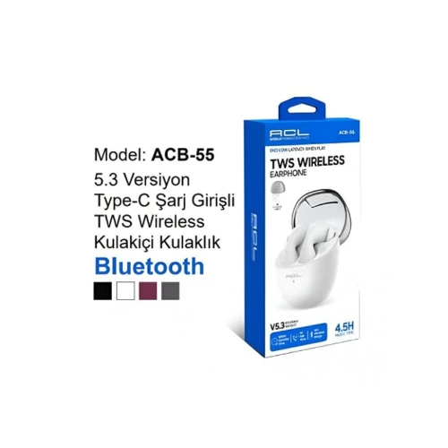 ACL ACB-55 5.3 Versiyon Type-C Şarj Girişli TWS Bluetooth Kulakiçi Kulaklık Ekstra Uzun Şarj - 1