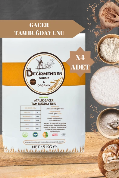 Taş Değirmenden Organik Atalık Gacer Tam Buğday Unu - 20 Kilo - Resim 2