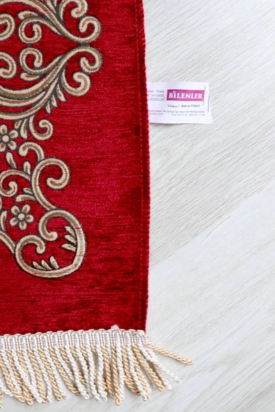 Çiçek Desenli Lüks Şönil Seccade S1007 Siyah - Resim 9