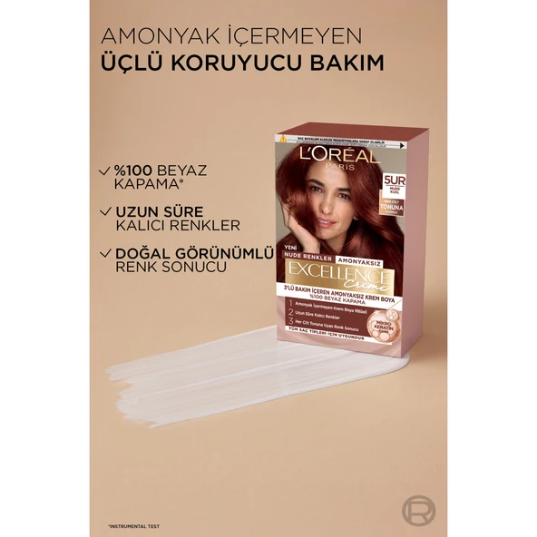 L’Oréal Paris Excellence Creme Nude Renkler Saç Boyası – 5UR Nude Kızıl - Resim 2