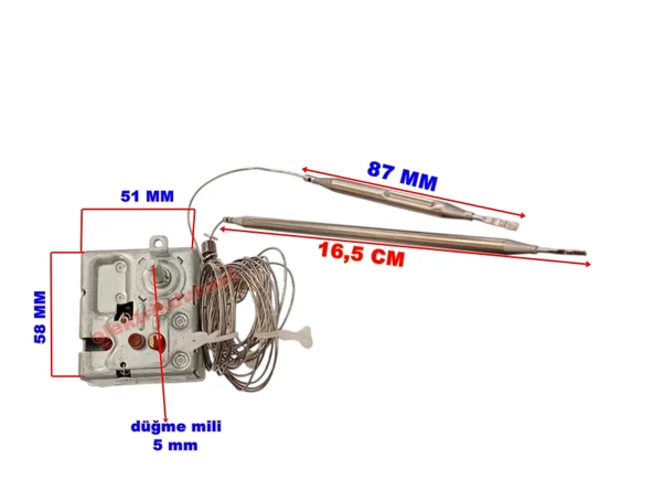 EGO Çift Problu Sanayi Tip Trifaze 60-180 Derece Gazlı Fritöz Termostat ( İki Uclu 6 Ayaklı 3 Kontaklı) - Resim 2