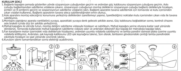 CATA Zürih Ledli Tavan Vantilatörü 40w Aydınlatma 70w Fan Kumandalı Dekoratif 3 Kanat - 6