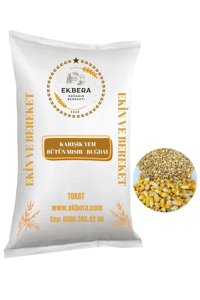 EKBERA - Bütün Mısır ve Buğday Karışık Yem (Tavuk, Kaz, Ördek, Güvercin vb.) - 25 Kg - 1