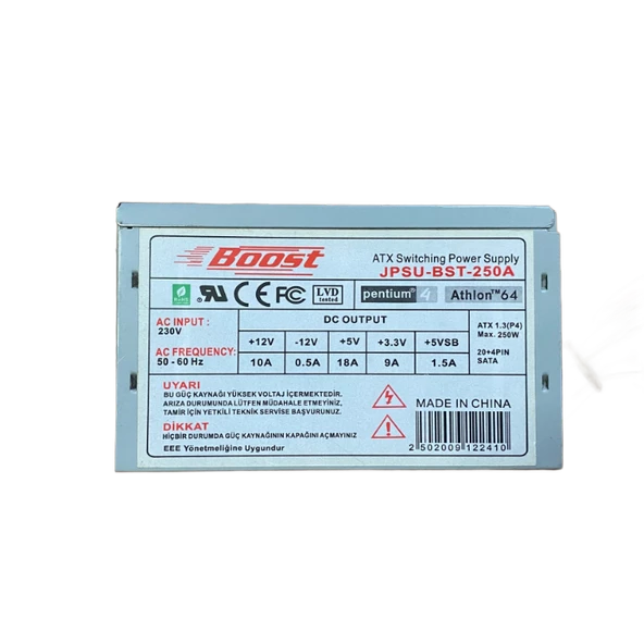 BOOST 250 WATT POWER SUPPLY 8 CM FANLI GÜÇ KAYNAĞI (2 EL YENİLENMİŞ ÜRÜN) - Resim 2