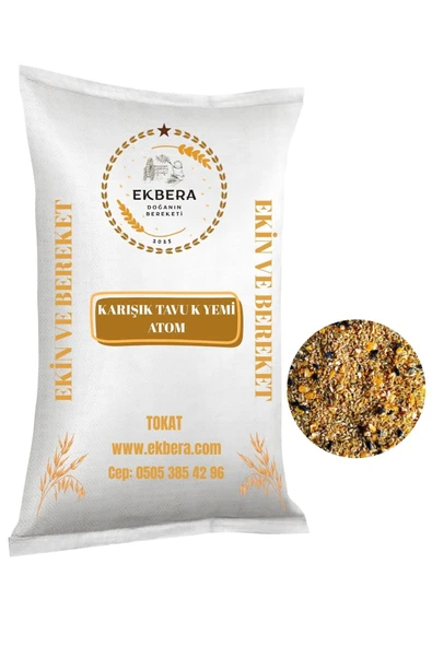EKBERA - Karışık Tavuk Yemi Atom - 1 Kg (tavuk, ördek, kaz ve tüm kanatlılar için) ürün görseli