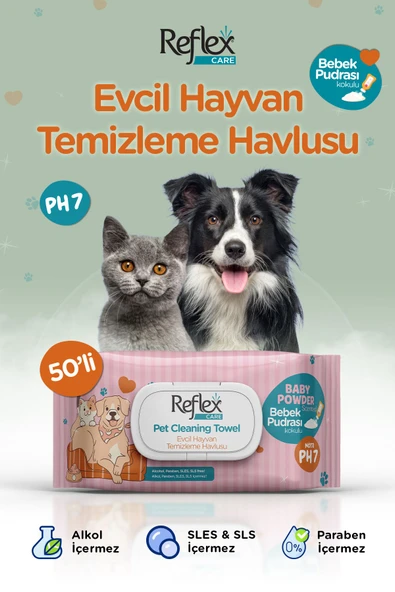 Reflex Care Evcil Hayvan Temizleme Havlusu 50 li - 1